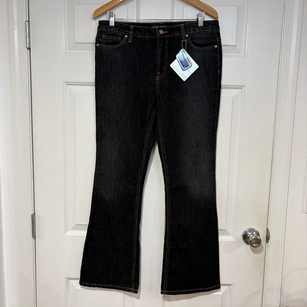 Womens 12 Petite New BANDOLINO BLU Aria Flared‎ Jeans Dark Wash Denim NWT